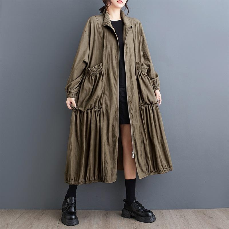 Long Sleeve Oversized Vintage Casual Loose Autumn Spring Trench Coat for Women Outerwear