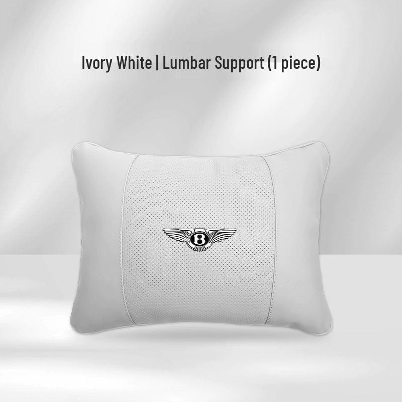 Genuine Leather Headrest, Lumbar Support, and Neck Pillow for Bentley Continental, Bentayga, Flying Spur, and Mulsanne Interiors.