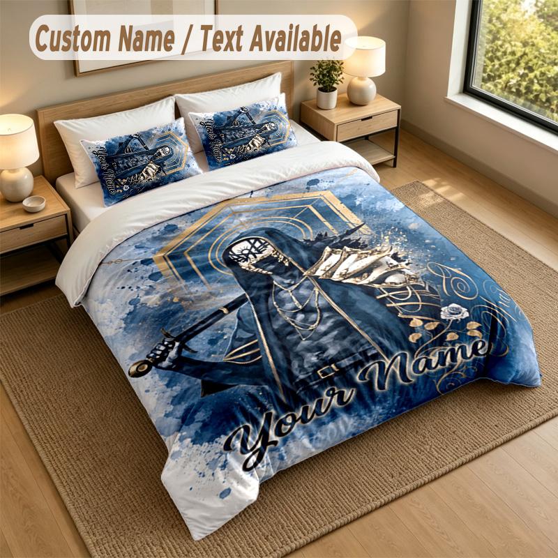 3Pcs Bedding Set Custom Name Text, 1 Sheet 2 Pillowcases Home Bed DecorSleep Token