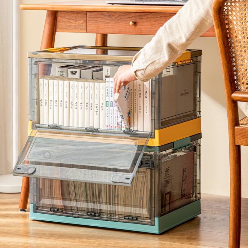 Складной ящик для хранения с крышкой и шкивами. Шкаф для хранения можно штабелировать.