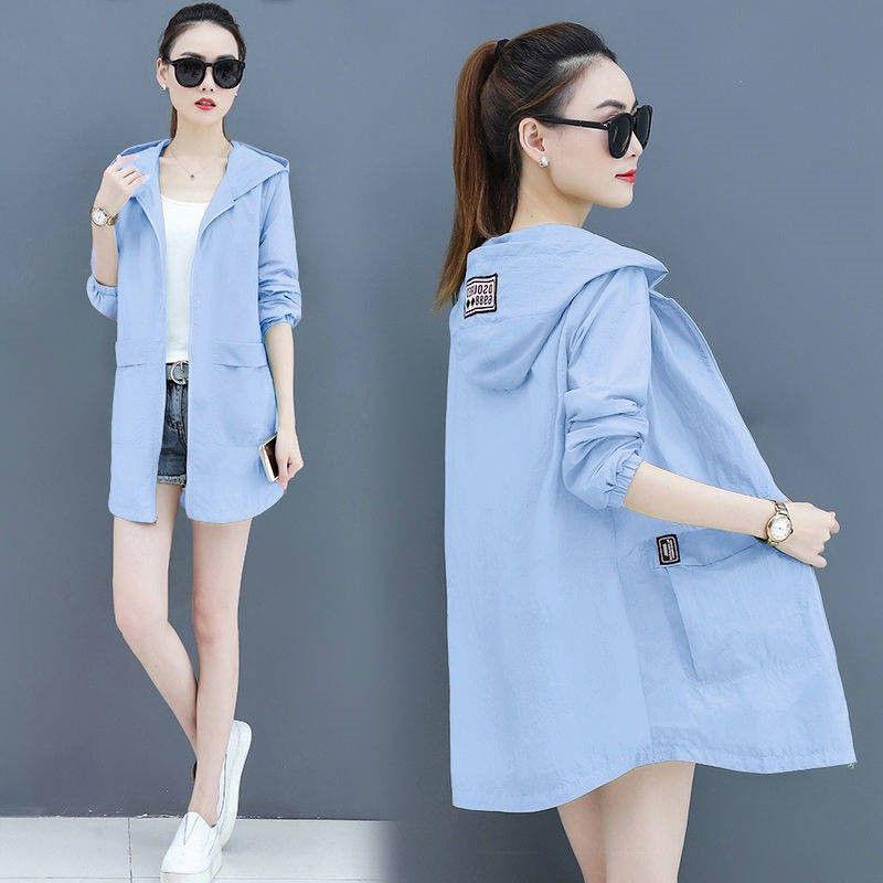 Женская летняя однотонная тонкая куртка с капюшоном, уличная солнцезащитная одежда, повседневная свободная куртка, пальто