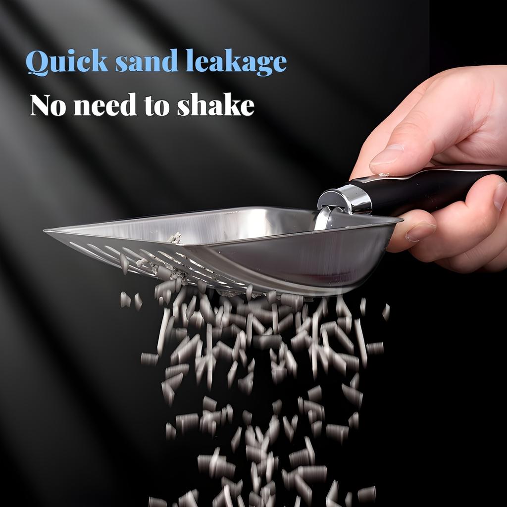 Совок для кошачьего туалета из нержавеющей стали - Предотвращение просыпания песка, Прочная и легко моющаяся металлическая лопатка для кошачьих экскрементов, Гигиеничный инструмент для уборки отходов домашних животных