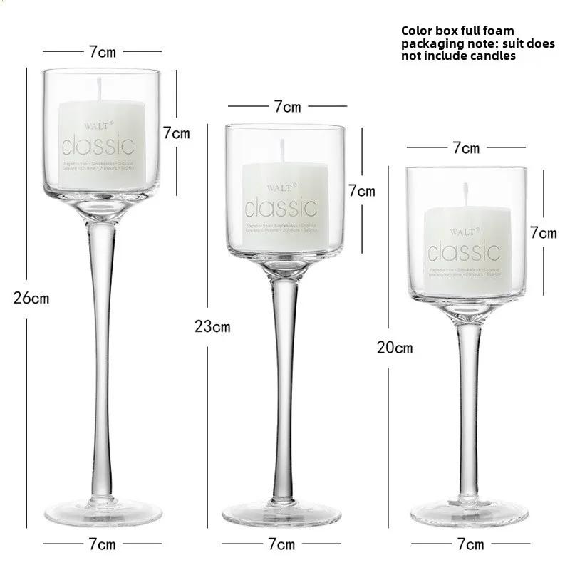 BEPAN Glass Candlestick European Romantic Candlelight Dinner High Foot Wedding Birthday Restaurant Water Floating Candle Cup