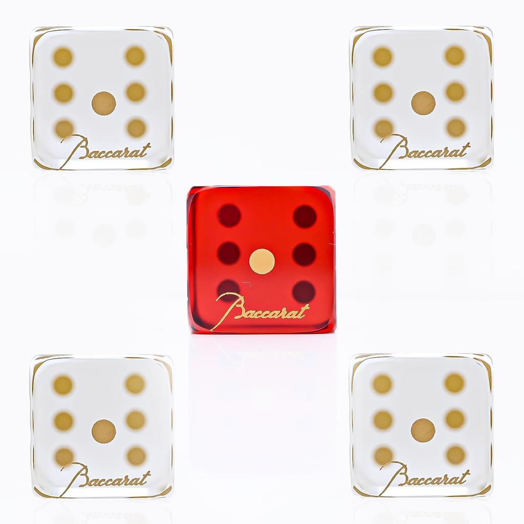 Baccarat Dice Set of 5 Jew Crystal Clear Red 2813755 [Item]