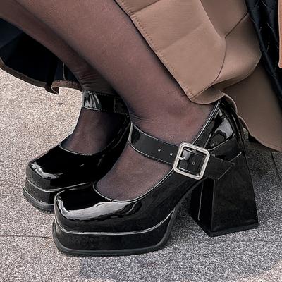 Женские туфли-лодочки на высоком каблуке, большой размер 46, туфли в стиле Лолита, Мэри Джейн, элегантные черные, красные, розовые, свадебные туфли на каблуке для девочки