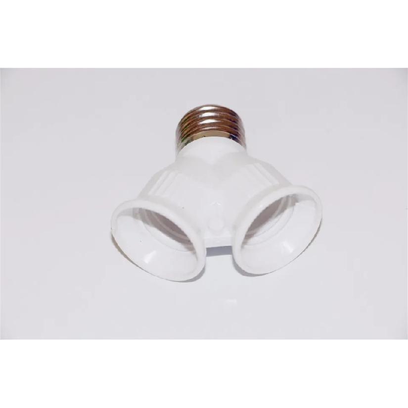 1 X Fireproof ABS Material E27 to 2 E27 Bulb Lamp Holder Converter Socket LED Lamp Base E27 to 2E27 Y Shape Splitter Adapter