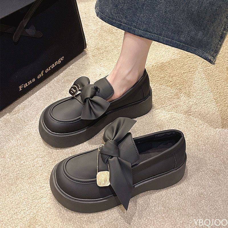 Мода 2025 Новая весна осень Британский стиль Женские маленькие кожаные туфли на толстой подошве "бисквит", туфли-лодочки Мэри Джейн для повседневной носки