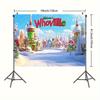 1pc Whoville Christmas oversized backdrop flag with colorful houses for live broadcast, party, birthday