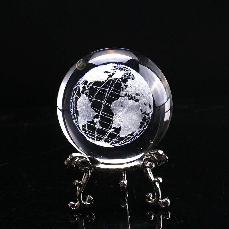 Crystal 60mm 3d Ball Glass Laser Engraved Miniature Sphere Home Gift Decor