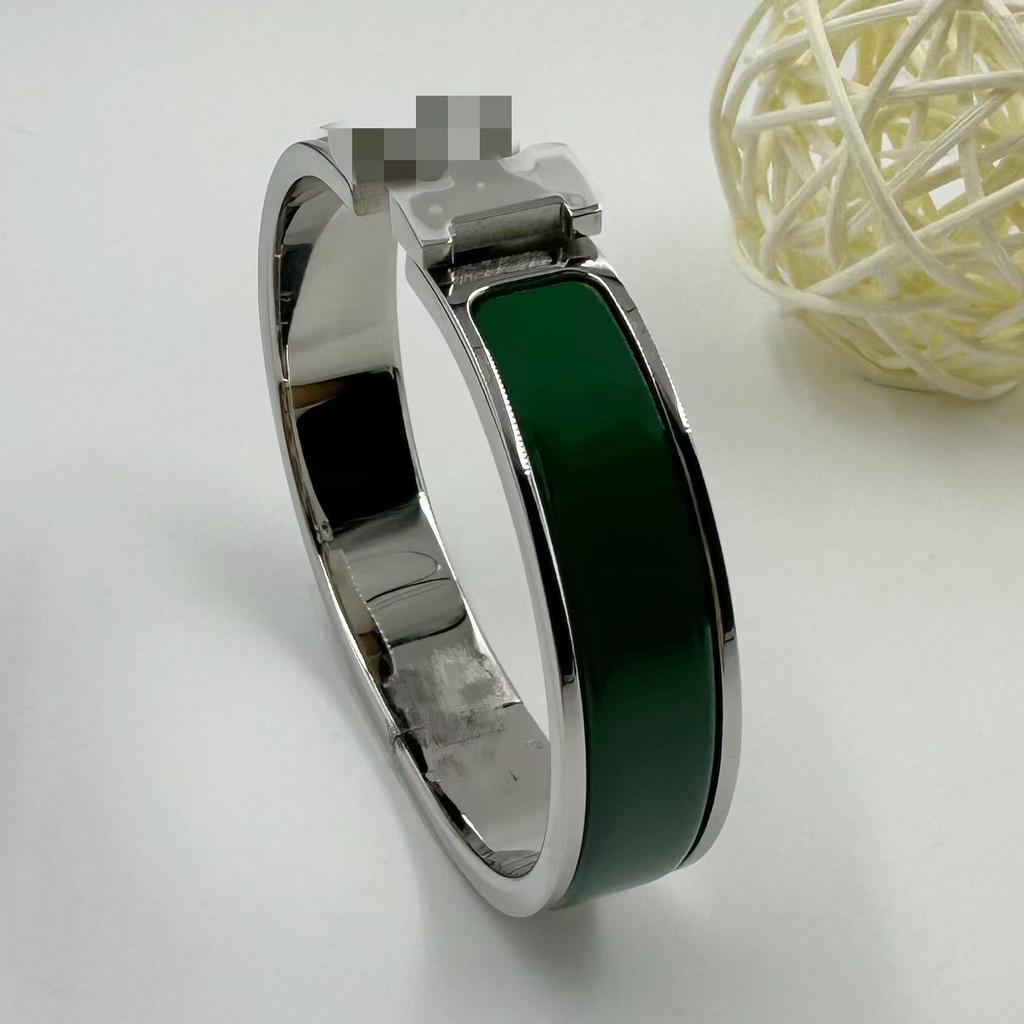 Браслет-бэнгл из эмалированной титановой стали 12 мм с буквой H - Европейский и американский модный браслет