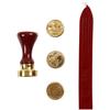Sealing Stamp Starter Kit with Handle, Red Lacquer and Wick, 3 Different Seals. Ref 27021