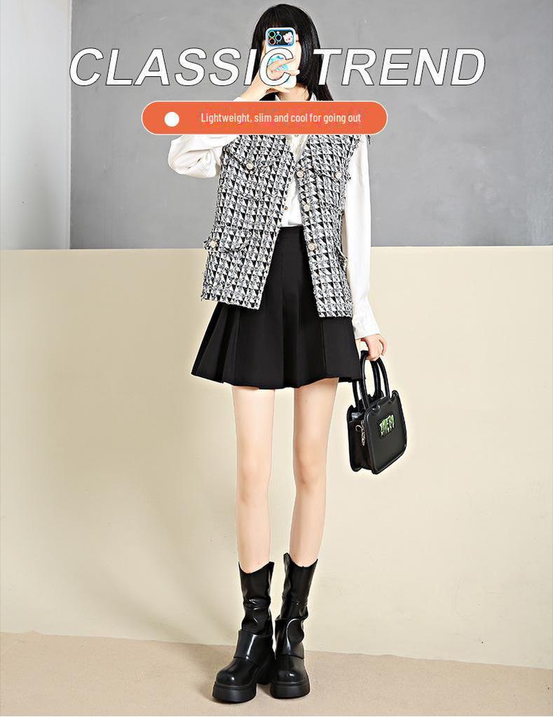 Плиссированные кремовые сапоги на толстом каблуке - 2025 осень/зима британская мода женские сапоги на высоком каблуке