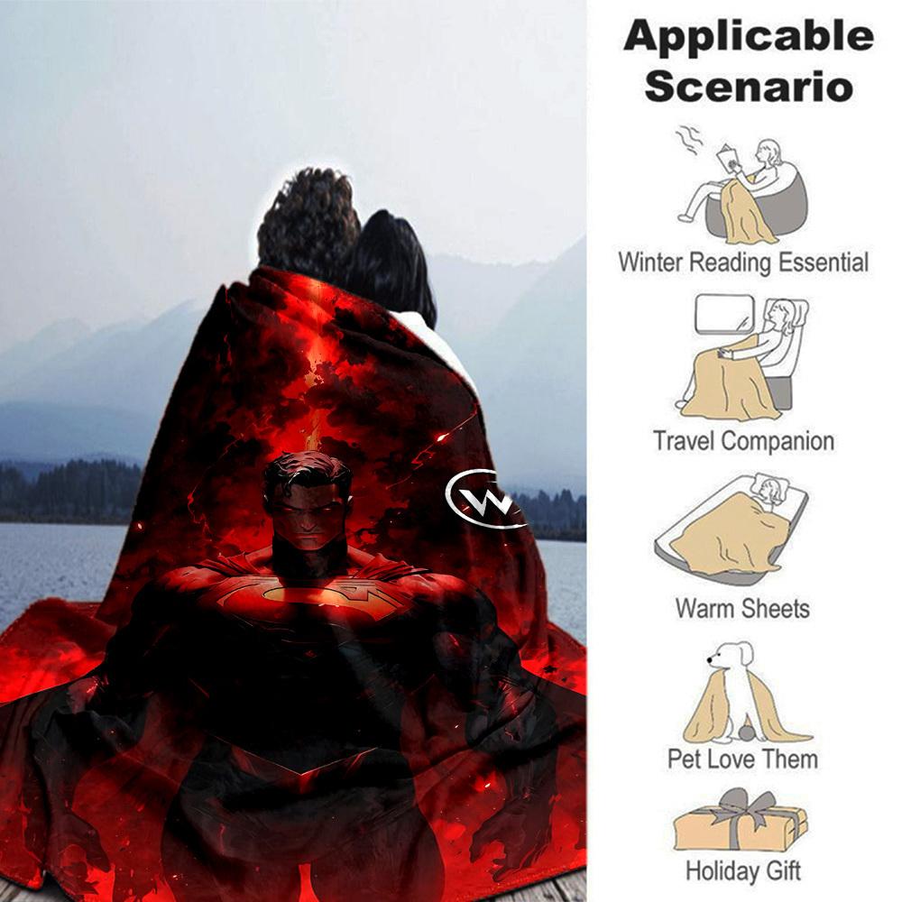 1pc Superman black Flannel Blanket Soft Warm Throw for Home, Office, Travel, All-Season Cozy Bedding GiftL1052