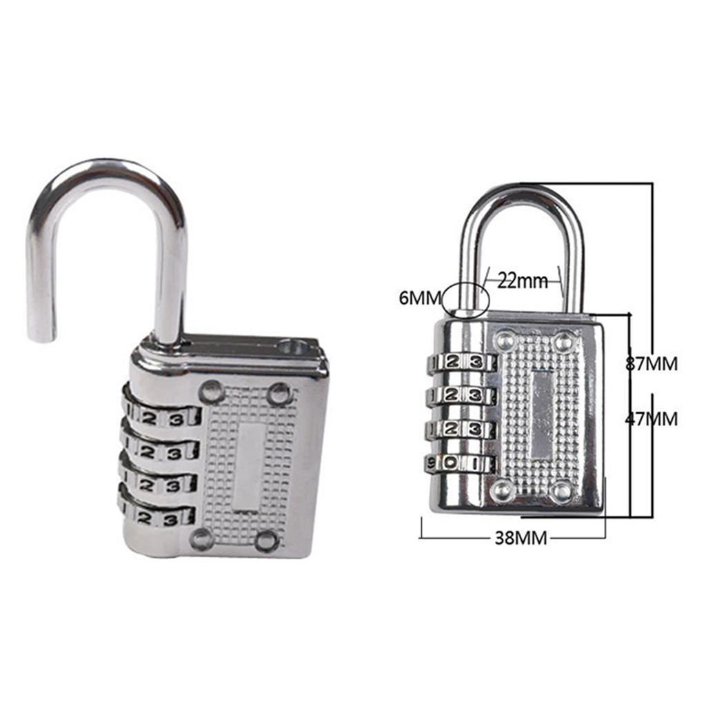 Combination Padlock 4 Dial Keyless Anti Theft Zinc Alloy Universal for Luggage Cases GYM