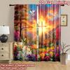 2D flat printing 2pcs Window Drapes Easter Lily Cross Dove Sunrise Digital Printed Polyester Drapes Holiday Decorations for New