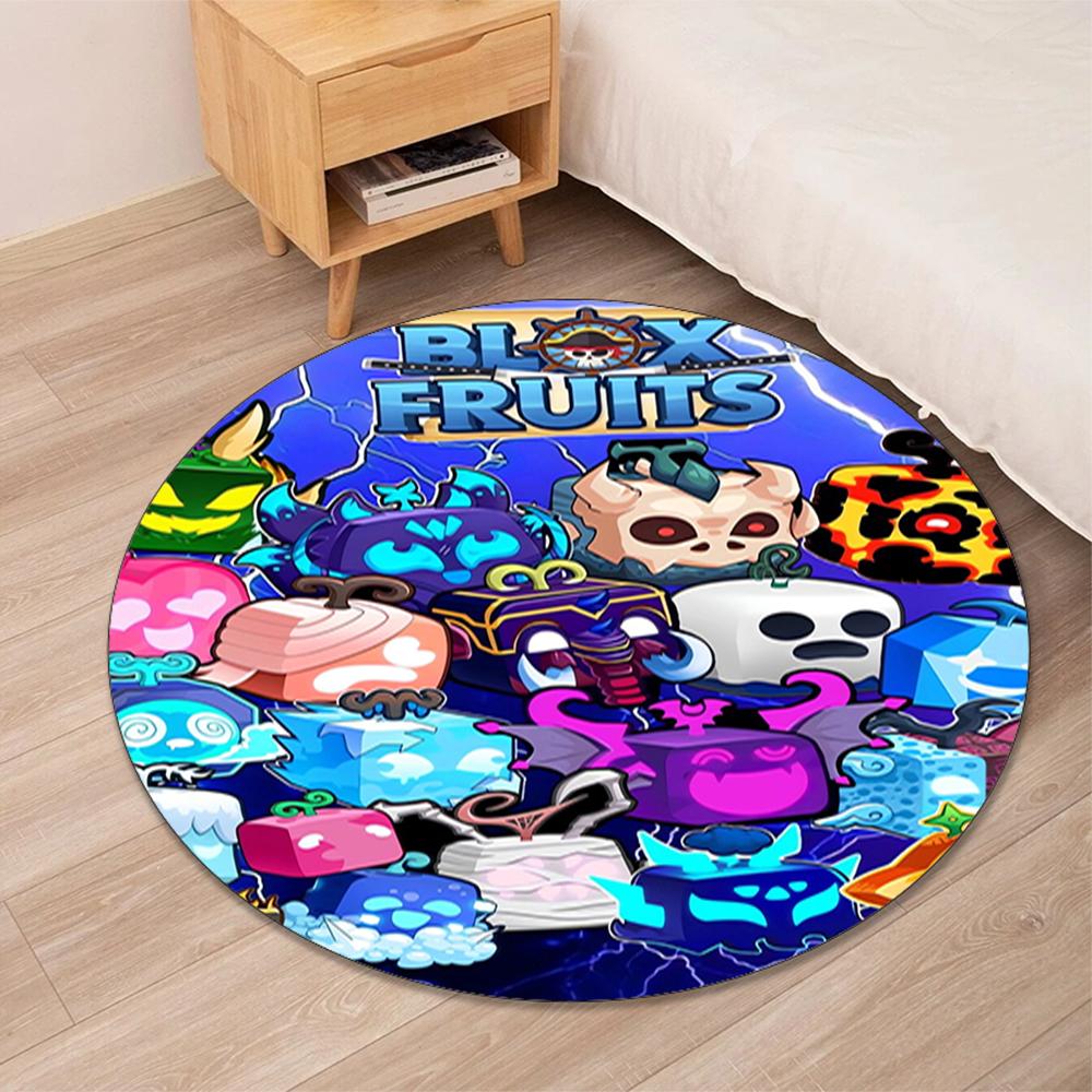 Blox Fruits Printed Round Rug Carpet Chair Rug Area Rug Entryway Doormats,for Office Chair Living Room Bedroom Kitchen Room.