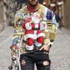 Летняя мужская футболка с 3D принтом в рождественском стиле, повседневная футболка большого размера с длинными рукавами, модный пуловер, трендовая мужская одежда