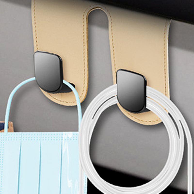 Large Load-Bearing PU Leather Alloy Hook Hanger Car Rear Seat Hanging Double Hook For Interior Storage Car Accessories