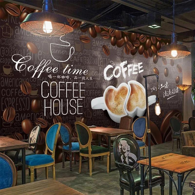 3d Ретро Настенная Фреска Ручная Рисовка Кофе Декоративные Обои Ресторан Кафе Фоновые Обои