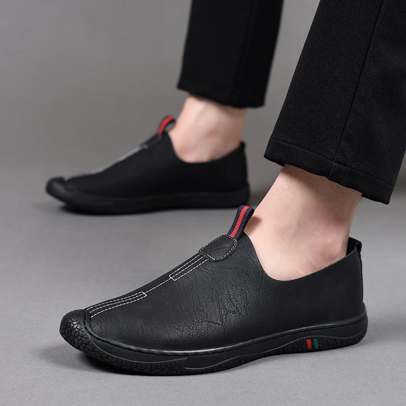 Модные однотонные повседневные лоферы большого размера для мужчин, модные легкие туфли для вождения на весну-осень, мужская новая дизайнерская кожаная обувь