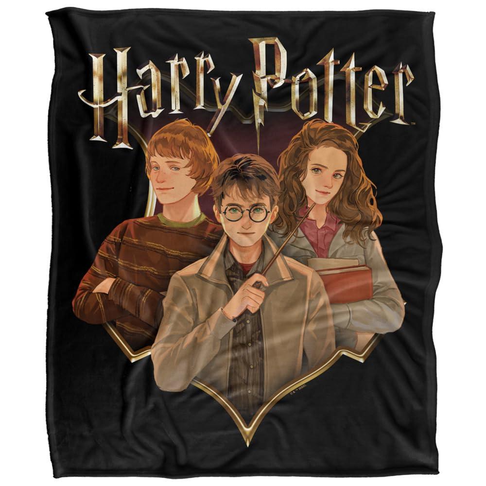 Harry Potter Harry, Ron And Hermione Drawn Blanket