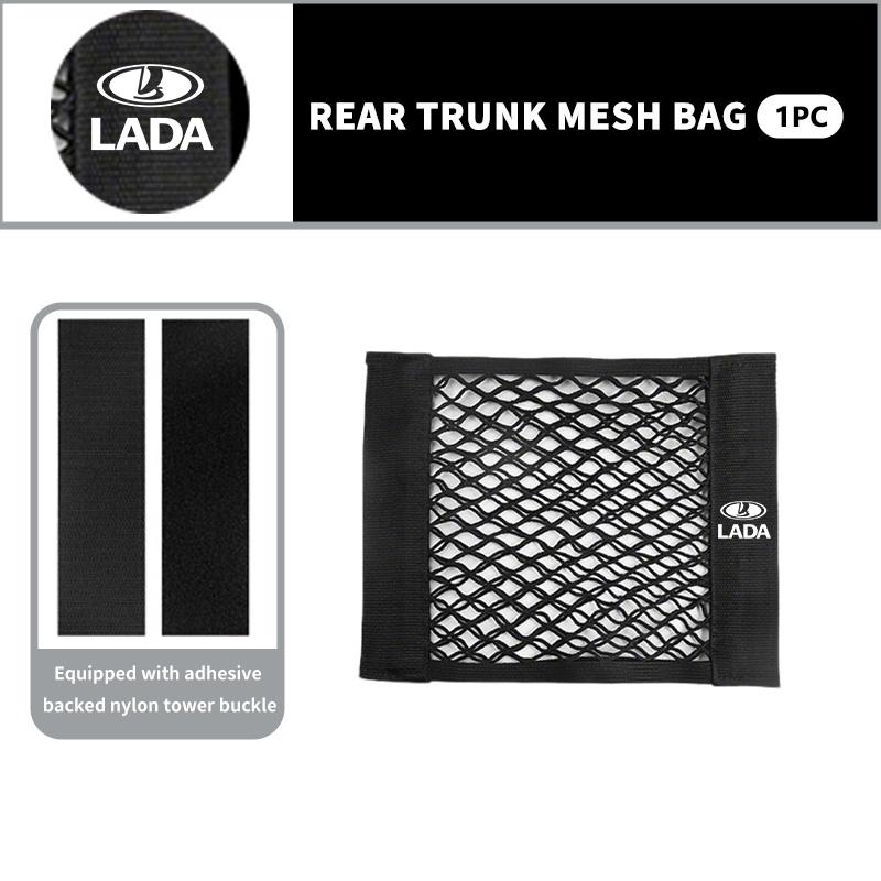 Car Trunk Elastic Mesh Fixed Straps Storage Net Bag Seat Back Fixing Bag Accessories For Lada Xray Granta Priora Sedan Sport WW20
