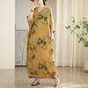 Early Spring Vacation Style Tourism V-neck Artistic Retro Mid To Long Loose Casual Meat Covering Dress