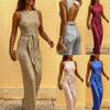 Women's Round Neck Sleeveless Sequined Jumpsuit All-match Fashionable Wide-leg Pants Suit
