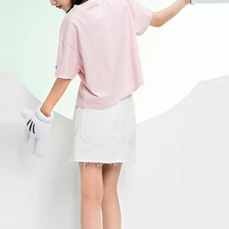 Свободная футболка с круглым вырезом и короткими рукавами Li Ning x Disney, женские топы розового цвета AHSR208-2