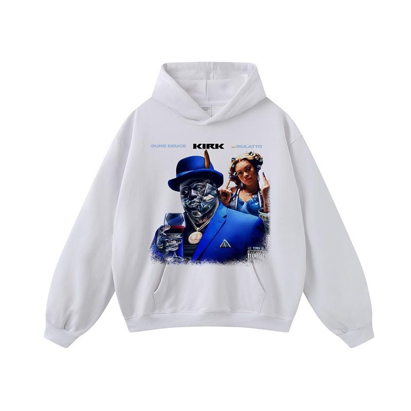 Unisex Oversized Washed Vintage Print Hoodie Streetwear Casual Long Sleeve Cotton Sweatshirt Men Women