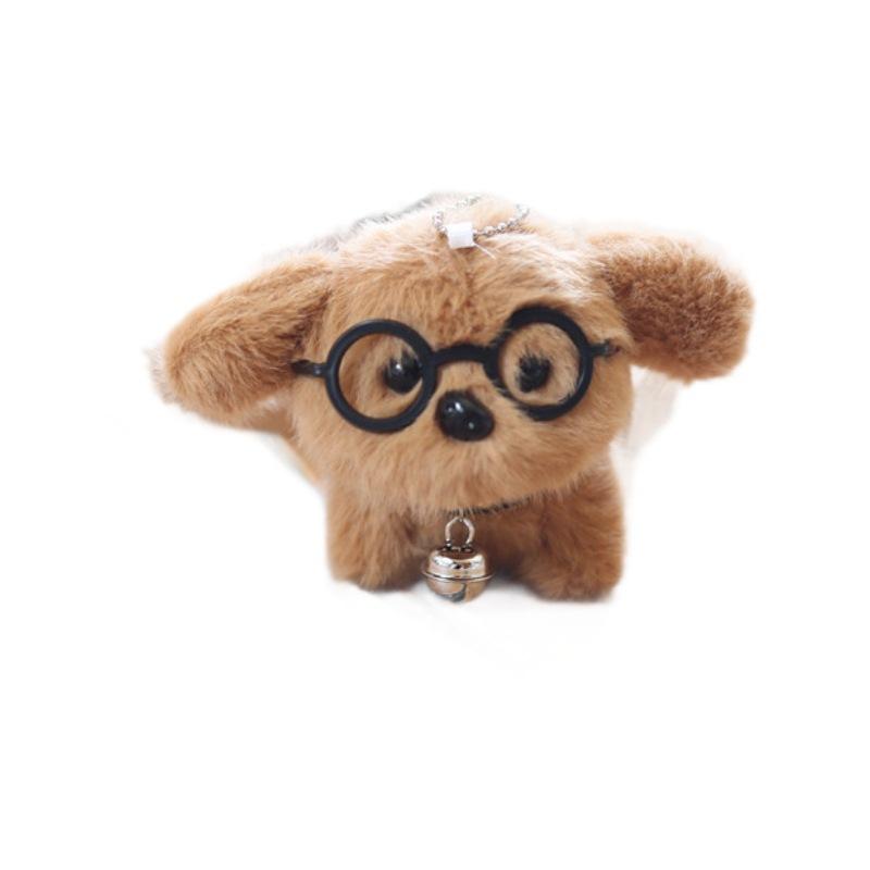 Cute Cute Glasses Puppy Pendant Plush Toy Doll Cartoon Bag Hanging Keychain Doll Doll