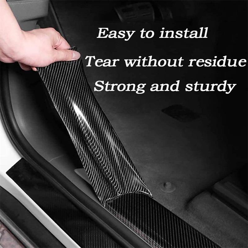 Автомобильная наклейка из углеродного волокна, защитная пленка для порога, противоударная полоса для предотвращения столкновений для края двери автомобиля спереди и сзади