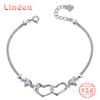 Lindon Women Zircon 925 Sterling Silver Jewelry Geometric Bead Chain Link Bracelet Fashion Fine Wedding Gift for Girlfriend