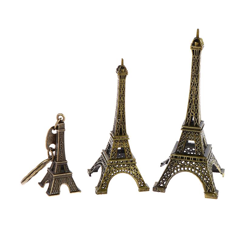 Retro Paris Eiffel Tower Model Home Desk Bronze Metal Statue Figurine Decor