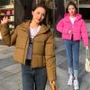Simple hooded short down cotton-padded jacket small casual bread jacket small cotton-padded jacket