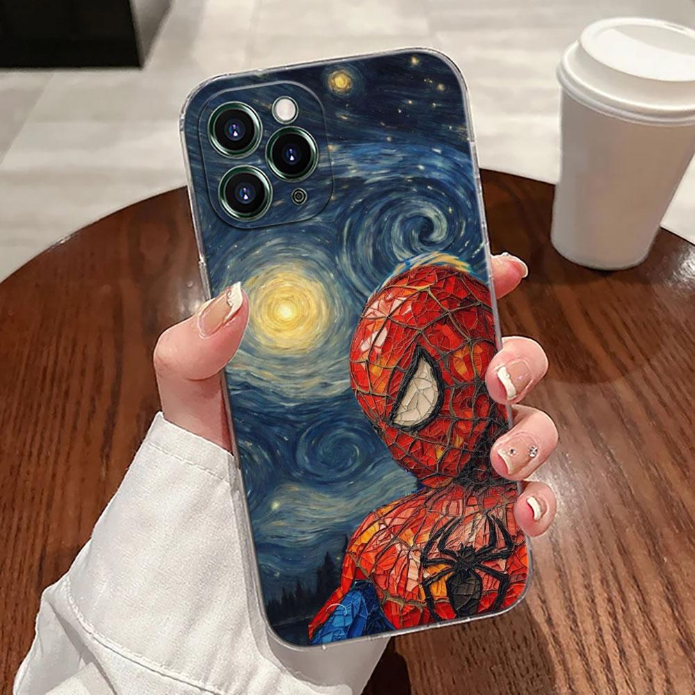 Marvel Oil Painting Transparent Phone Case For iPhone 17 Pro Max 17E 11 12 13 14 15 16 Pro Max Plus 17 Air 16E 7 XS Soft Cover