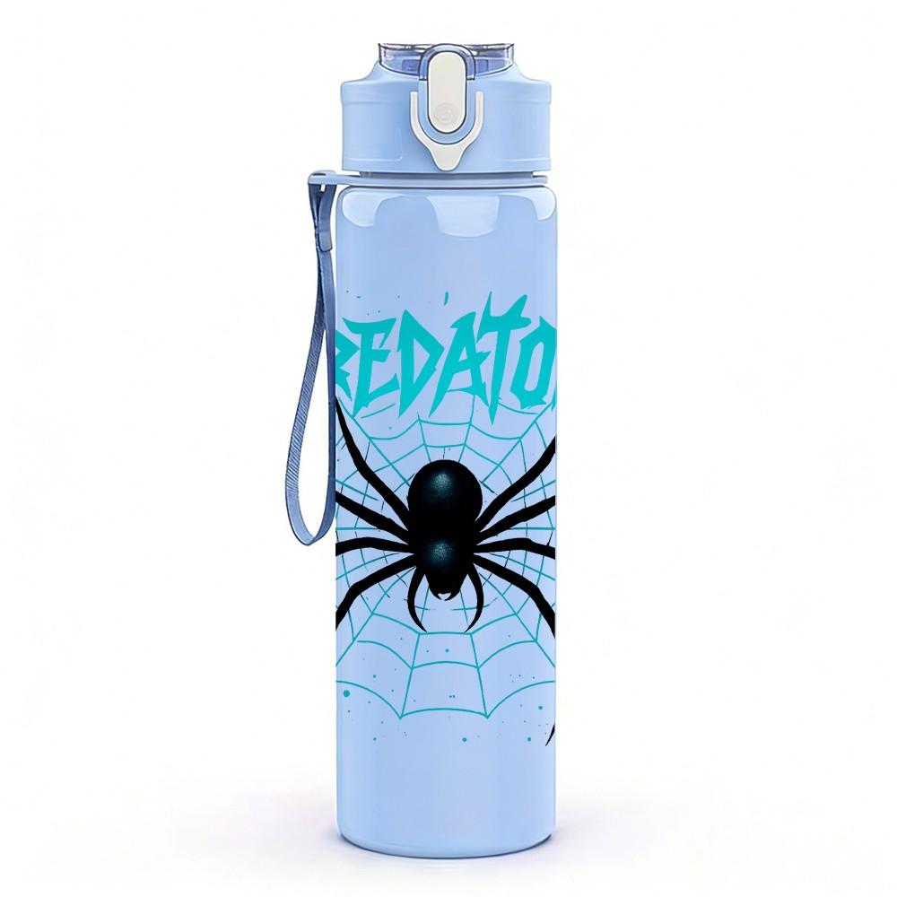 1PC Spider Predator Pattern 750ml Color Plastic Sports Water Bottle Leakproof Flip Straw Lid Suitable for Sports Office Home Use
