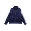 Retro Sports Stand Collar Color Block Logo Embroidered High Neck Zip Jacket Women Jackets Navy-Blue DV1397-410