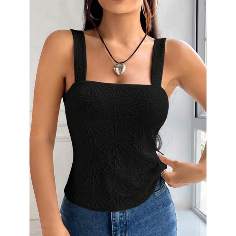 Женский весенне-летний новый однотонный жаккардовый тонкий модный сексуальный жилет-камисоль