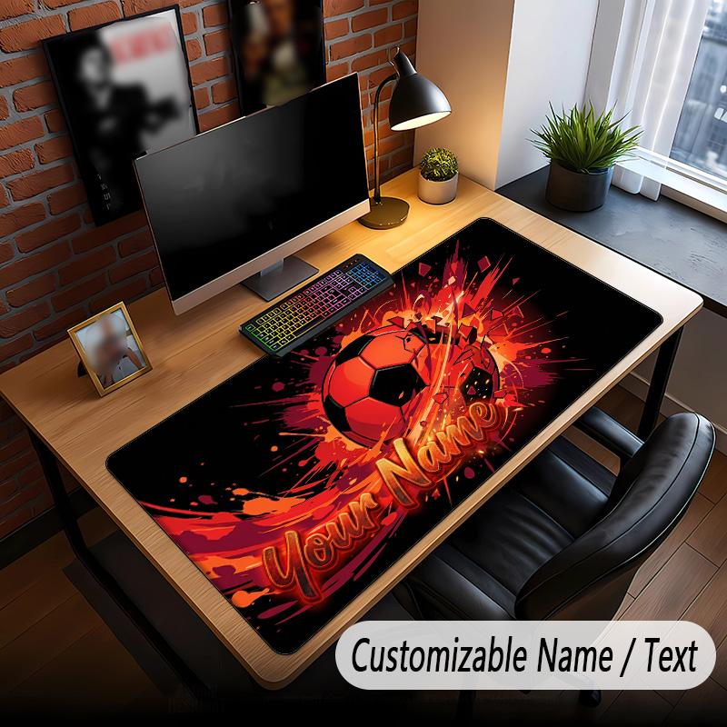 Soccer Theme Custom Mouse Pad Personalized With Name Text Customized Desk Mat For Office Home Decor