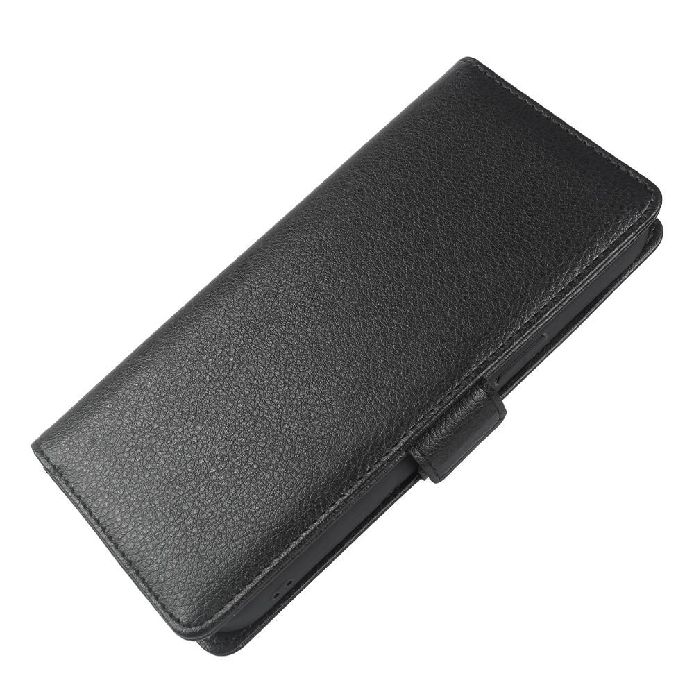 For iPhone 14 Pro Max Wallet Case with Dual Magnetic Clasp Litchi Textured Leather Flip Stand Phone Cover