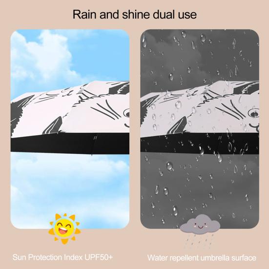 Automatic Umbrella with Ergonomic Handle Cartoon Style UV Protection Foldable Lightweight Small Compact Umbrella for Daily Use