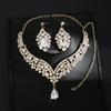 2026 Big Water Drop Jewelry European and American Necklace Earrings Two-piece Set Flower Bride Retro Premium Design Sense Set