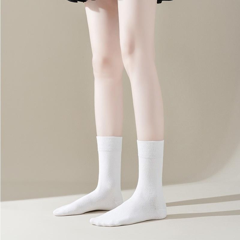 Women's Autumn and Winter Pure Cotton Calf Socks, All-cotton Black Over-the-knee Socks, Women's Slimming Pressure Socks, Solid-colored Long Stockings