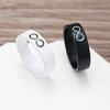 Fashion Black and White Infinity Couple Ring Set for Women Men Simple Style Broad Rings Jewelry Trendy Party Gifts