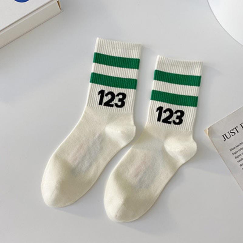 Женские весенне-осенние хлопковые носки с двумя полосками и перекрестным узором