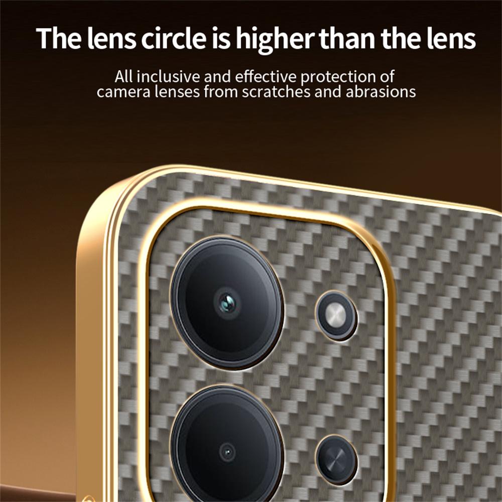 Phone Case For Xiaomi Redmi 15C 4G (EU) (173mm)/15C 5G (EU) (173mm)/Poco C85 4G (173mm) Carbon Fiber Textured Electroplated TPU Back Cover