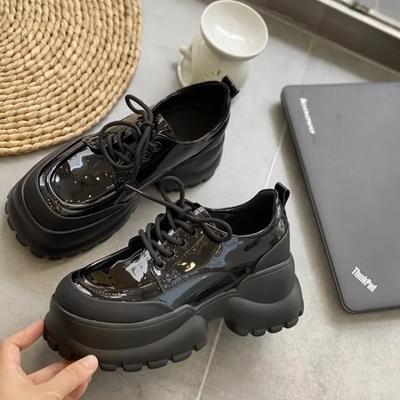 Женские туфли Мэри Джейн на толстом каблуке, весенние туфли-лодочки в британском стиле на платформе, кожаные туфли, женская модная обувь для платья на каблуке, одинарные туфли