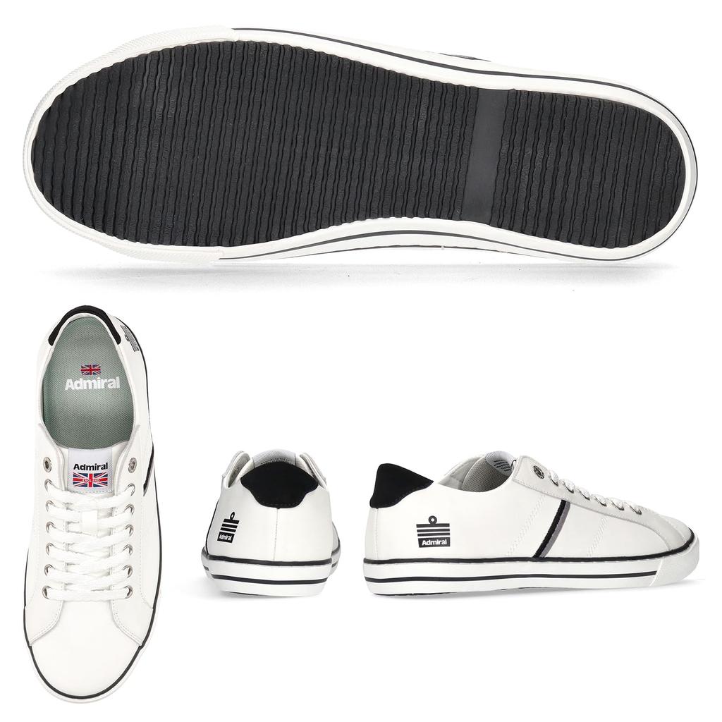 Admiral WATFORD AD601 Size Sneakers, Unisex, White/Black, 25.0cm