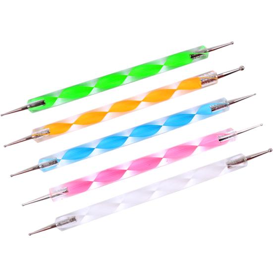 5Pcs 2 Way Marbleizing Dotting Manicure Tools DIY Nail Art Rod Painting Dot Pen